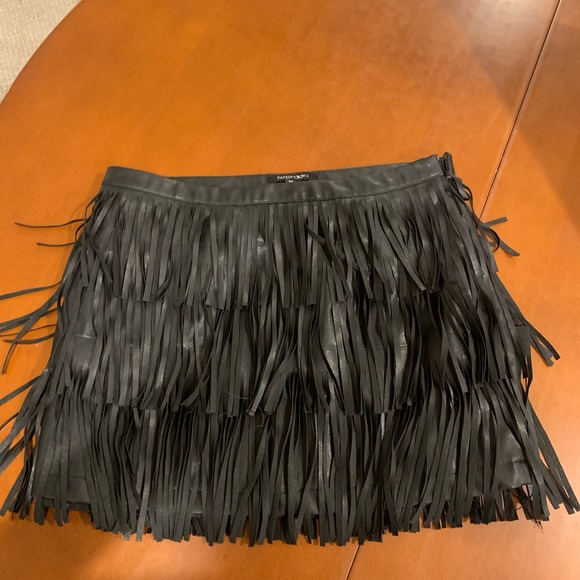 Papermoon Dresses & Skirts - Black pleather fringe skirt